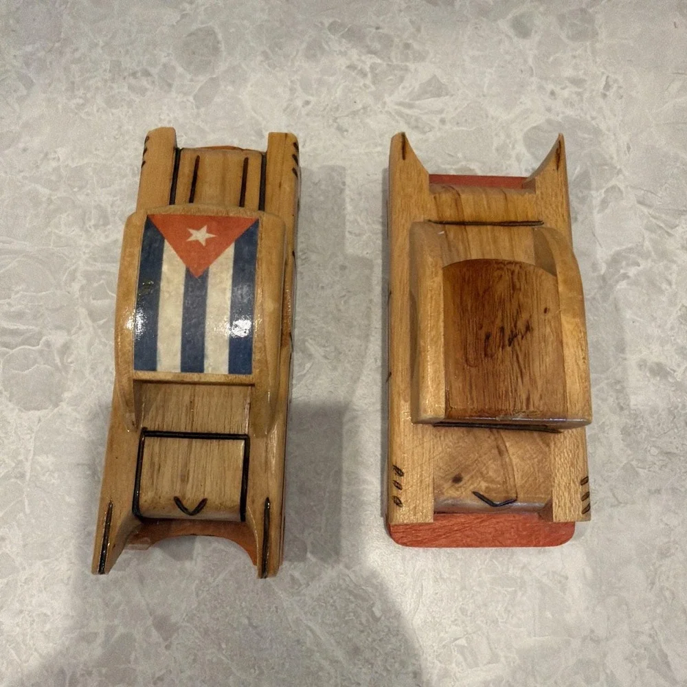 Handcrafted Vintage Cuban Souvenir Wooden Cars